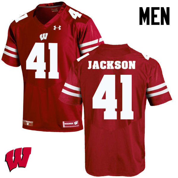 Men Winsconsin Badgers #41 Paul Jackson College Football Jerseys-Red - Click Image to Close